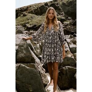 Daughters of India Black and White Mini Dress